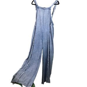 Boutique Ee:some Overalls Jumpsuit Wide Leg women’s S chambray exposed seams